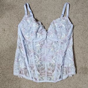NWOT Victorias Secret Floral Pastel Irridescent Lace Corset